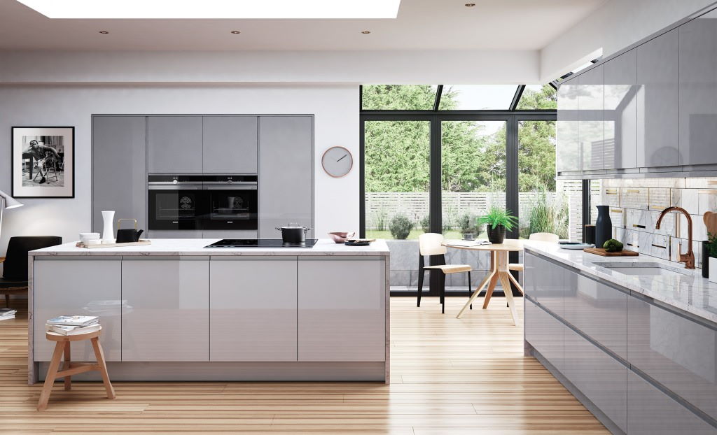 Image showing Gloss Kitchens style kitchen with cabinets and appliances