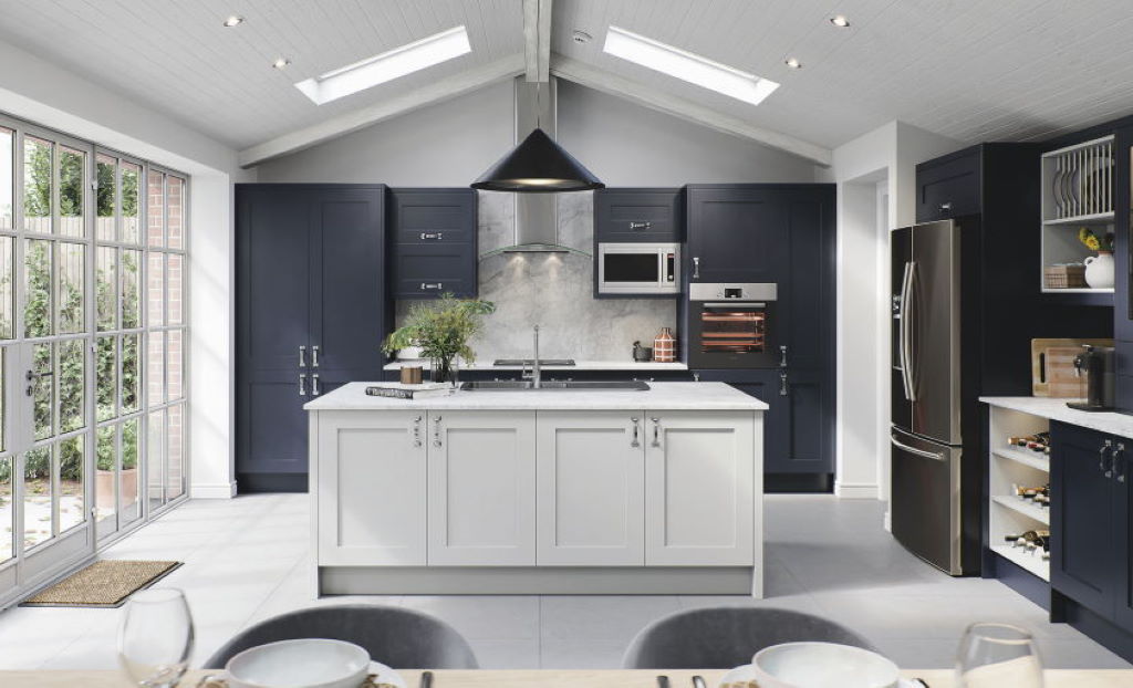 Image showing Shaker Kitchens style kitchen with cabinets and appliances